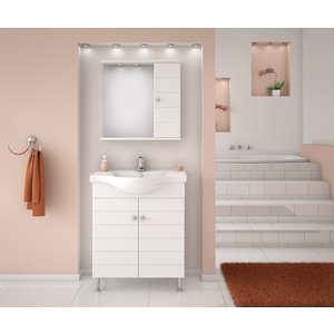 Möbelpaket Capri 65 - Vitt med spegel och väggskåp