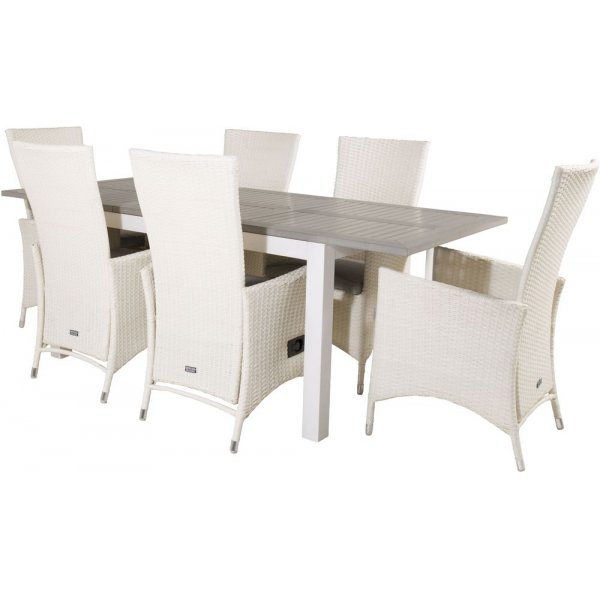 Ekenäs Matgrupp (160x90) - Vit/Grå - 6 Stolar Ekenäs Matgrupp (160x90) - Vit/Grå - 6 Stolar