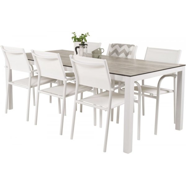 Tottarp Matgrupp (205x100) - Vit/Gr� - 6 Stolar