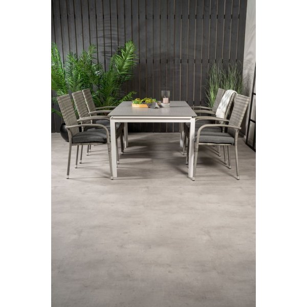 Pr�ssebo Matgrupp (160x100) - Gr�/Vit - 6 Stolar