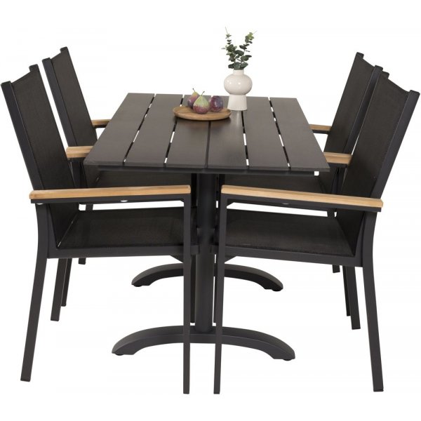 Dallaren Matgrupp (70x120) - Svart - 4 Stolar