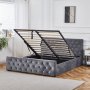 S�ngram med f�rvaring 160 x 200 cm - Gr� sammet - Dubai