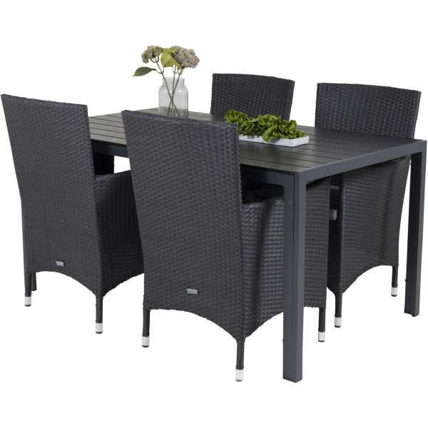 Ervalla Matgrupp (150x90) - Svart - 4 Stolar Ervalla Matgrupp (150x90) - Svart - 4 Stolar