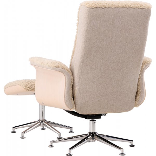Fåtölj med fotpall Hagön - beige teddy whitewash Fåtölj med fotpall Hagön - beige teddy whitewash