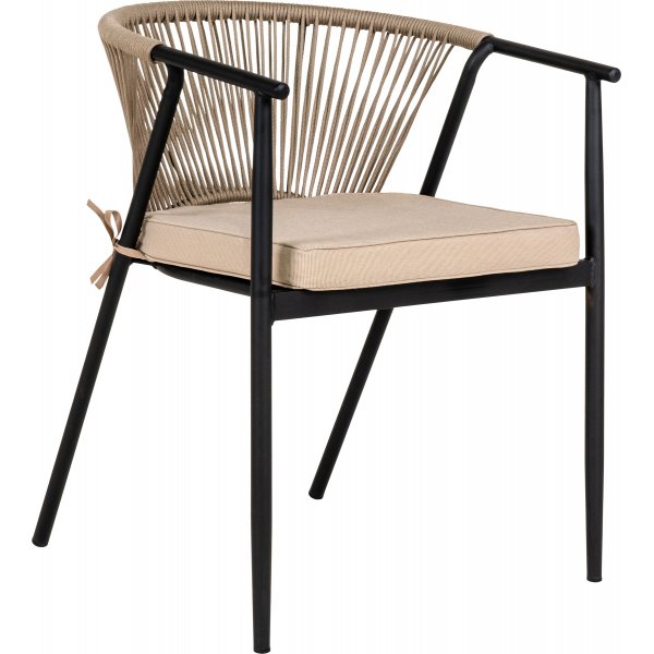 Utestol svart med beige dyna stapelbar - Napoli Utestol svart med beige dyna stapelbar - Napoli