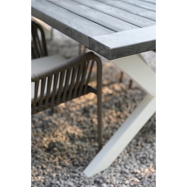Oxford - Gartenmöbelgruppe 220 cm Grau/Weiß + Reinigungsspray für Gartenmöbel Oxford - Gartenmöbelgruppe 220 cm Grau/Weiß + Reinigungsspray für Gartenmöbel