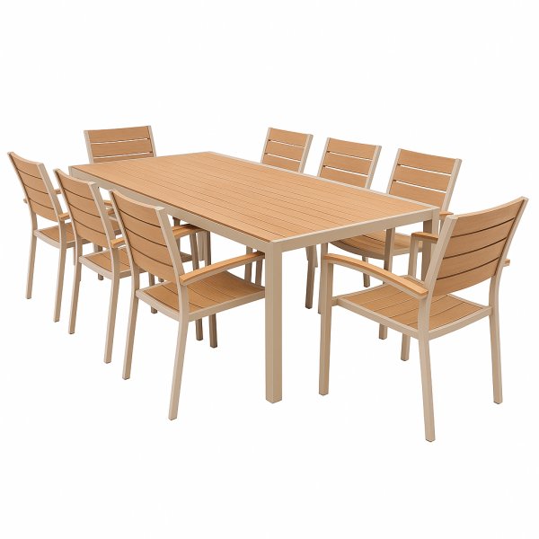 Utematgrupp - Las Vegas | Beige & aluminium | 8 karmstolar Utematgrupp - Las Vegas | Beige & aluminium | 8 karmstolar