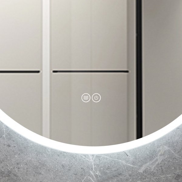 Rund badrumsspegel 60 cm med LED-belysning, dimmer, anti-fog och touch-styrning Rund badrumsspegel 60 cm med LED-belysning, dimmer, anti-fog och touch-styrning
