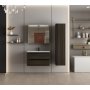 Badrumsm�bel 80 cm med LED-spegelsk�p, H�gsk�p & Keramiskt Tv�ttst�ll � M�rkbrun