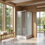 1 Duschkabin 90×90x205 cm | Vit glas & massagefunktion | Aether