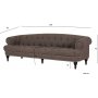 Chesterfieldsoffa 3-sits brun vintage 225 cm bred