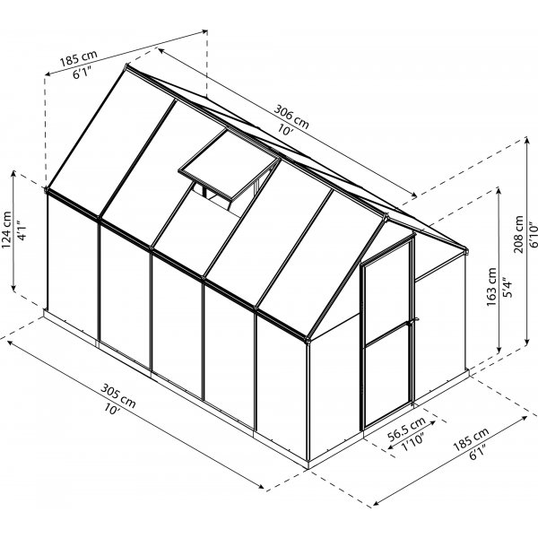 Canopia Mythos Polycarbonate Drivhus 5,7 m² - Mørkegrå Canopia Mythos Polycarbonate Drivhus 5,7 m² - Mørkegrå