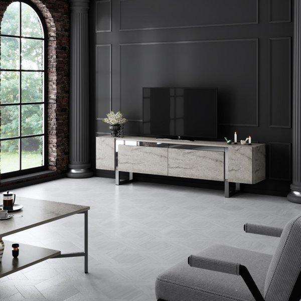 Erki TV-b�nk - Travertin/silver