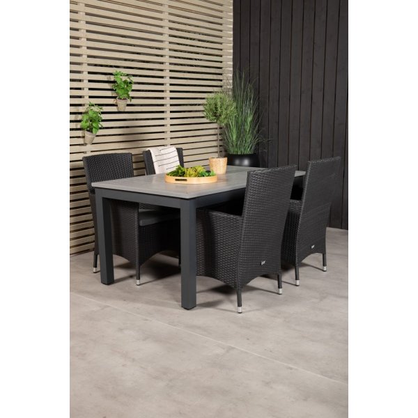 Ekens Matgrupp (152x90) - Svart/Gr - 4 Stolar