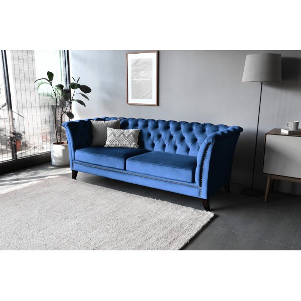 Soffa 3-sits Chesterfield Blå - Milton Soffa 3-sits Chesterfield Blå - Milton