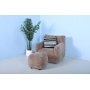 Fluffy sittpuff i brungr�tt h�rigt tyg