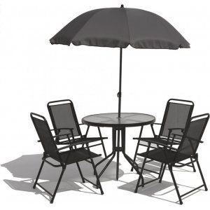 matgrupp utomhus 4 stolar & parasoll växjö komplett + textilimpregnering för utemöbler