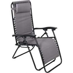 Hopf&auml;llbar solstol Baden Baden gr&aring; med dryckesh&aring;llare