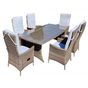 Sienna udembelgruppe med 6 justerbare stole og spisebord