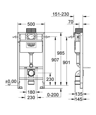 Grohe Rapid SL för väggmonterad WC - stol Rapid SL 38622 Grohe Rapid SL för väggmonterad WC - stol Rapid SL 38622