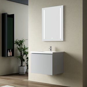 Badrumsm&ouml;bler 60 cm Ljusgr&aring; - Zeal + Toalettpappersh&aring;llare