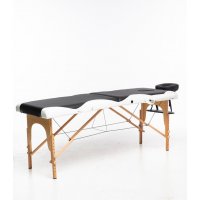 Massagebänk med träben - 2 zoner - Svart/Vit Massagebänk med träben - 2 zoner - Svart/Vit