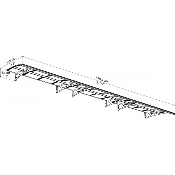 Canopia Amsterdam Entr�tak 1,4 x 6,7 - Gr�/klarglas