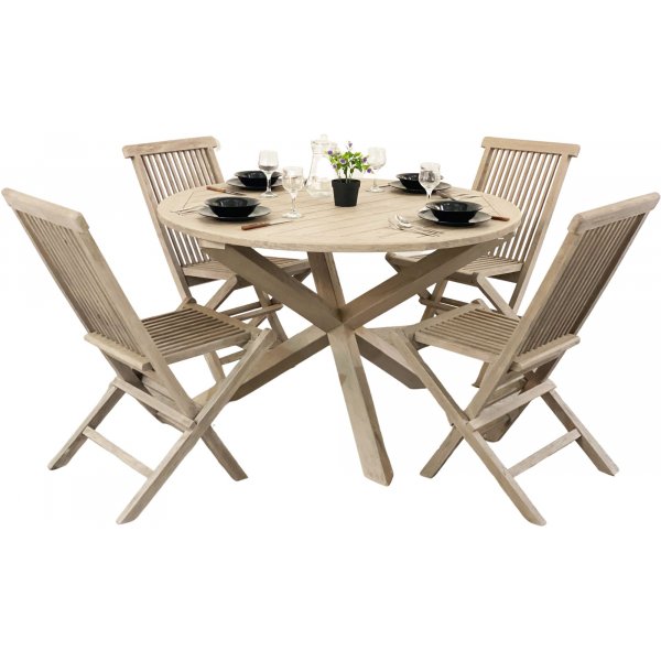 Saltö - Rundt spisebord i grå teak Saltö - Rundt spisebord i grå teak