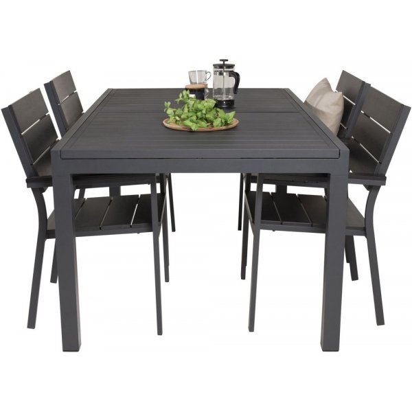 Holma Spisegruppe (160x100) - Sort - 4 Stole Holma Spisegruppe (160x100) - Sort - 4 Stole