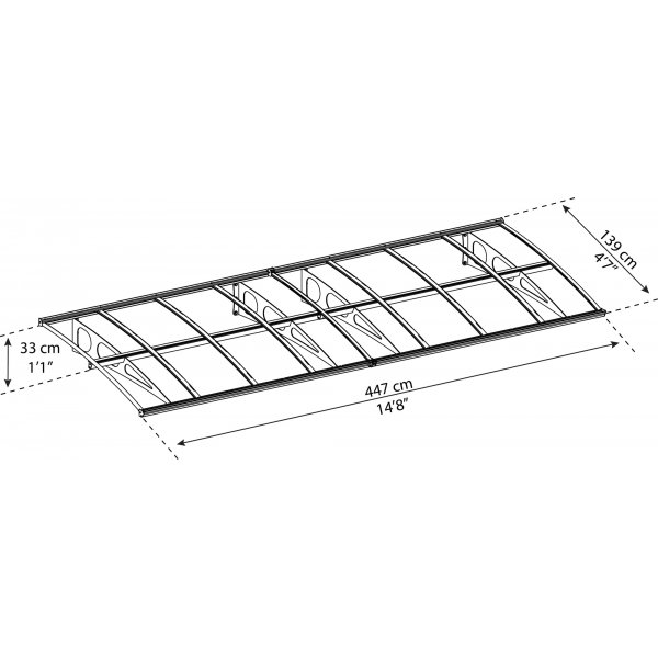 Canopia Bordeaux Clear Entrance baldakin 1,4 x 4,5 - Hvidt/klart glas