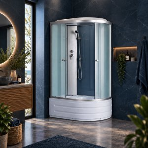 Duschkabin 120�80x210 cm | Vit glas & massagejets | Nereida