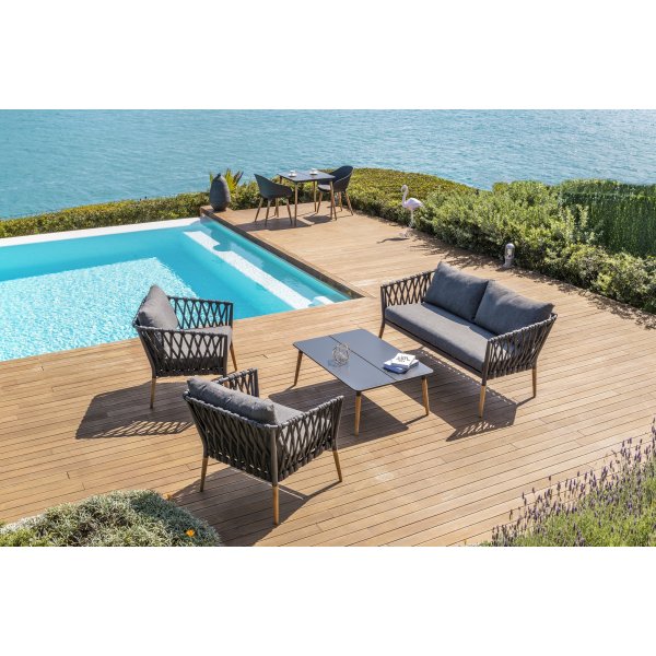 Lifestyle Garden Gartengruppe Ipanema mit Sofa, 2 Sesseln und Couchtisch - Grau / Teak / Olefin Lifestyle Garden Gartengruppe Ipanema mit Sofa, 2 Sesseln und Couchtisch - Grau / Teak / Olefin