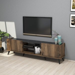 Elegant TV-b�nk 180 cm - Valn�t/svart