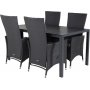 Ervalla Spisegruppe (150x90) - Sort - 4 Stole