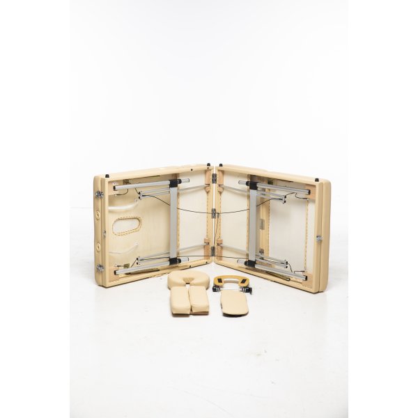 Massagebnk med metalben - 4 zoner - beige