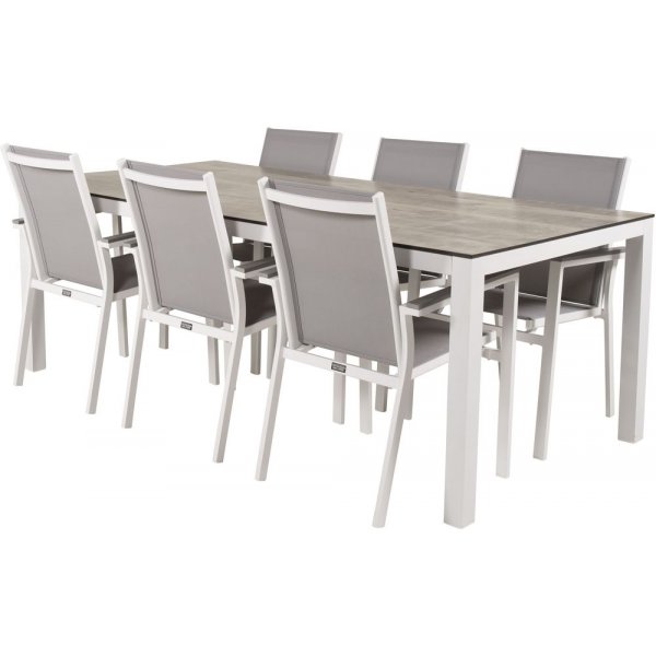 Tottarp Matgrupp (205x100) - Vit/Gr - 6 Stolar