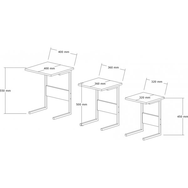 Sali satsbord 32/36/40 x 32/36/40 cm - Svart/m�rkbrun